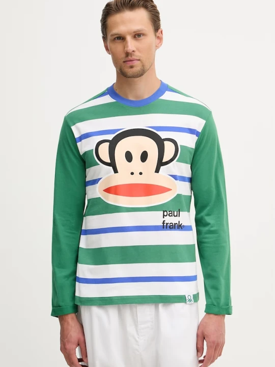 Zdjęcie produktu United Colors of Benetton longlseeve piżamowy męski bawełniany zielony