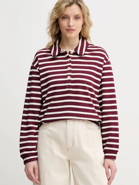 Zdjęcie produktu United Colors of Benetton longsleeve damski bawełniany bordowy