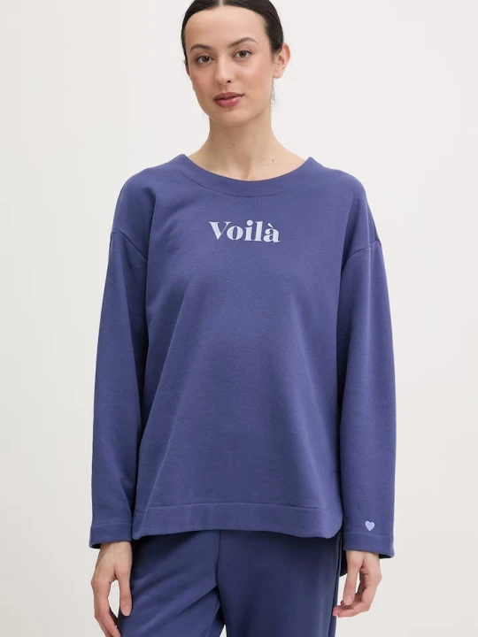 Zdjęcie produktu United Colors of Benetton longsleeve piżamowy damski z bawełny granatowy