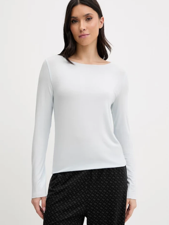 Zdjęcie produktu United Colors of Benetton longsleeve piżamowy z domieszką lnu niebieski