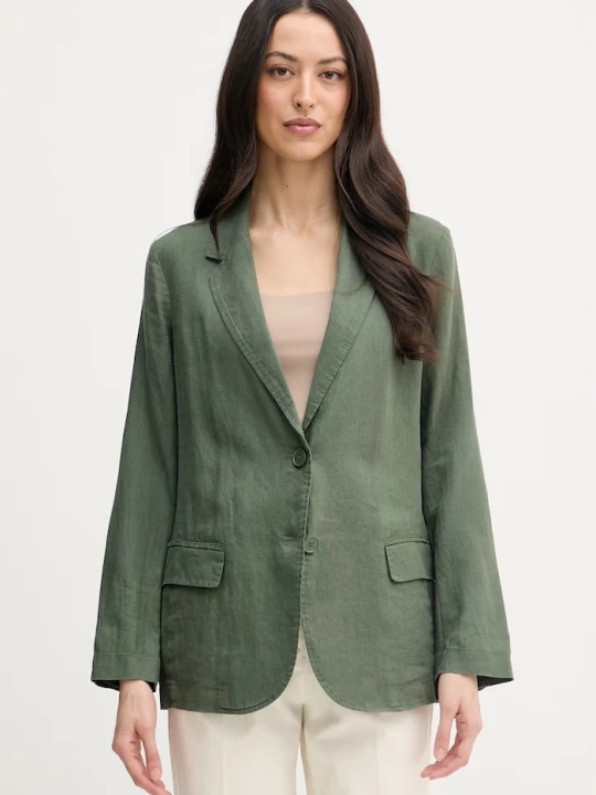 Zdjęcie produktu United Colors of Benetton marynarka jednorzędowa damska lniana zielony