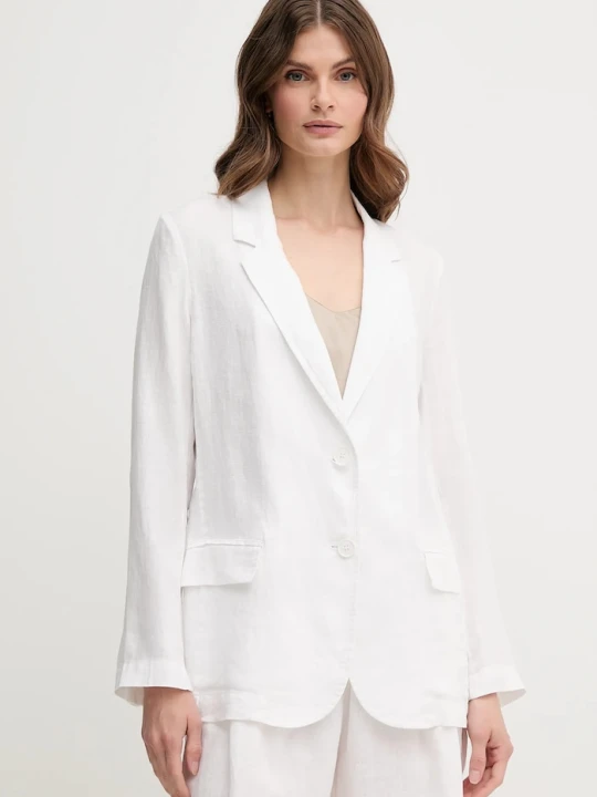 Zdjęcie produktu United Colors of Benetton marynarka jednorzędowa damska lniana biały