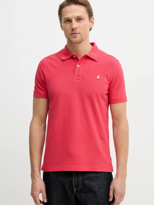 Zdjęcie produktu United Colors of Benetton polo bawełniane czerwony