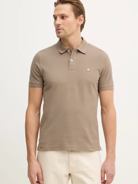 Zdjęcie produktu United Colors of Benetton polo bawełniane brązowy