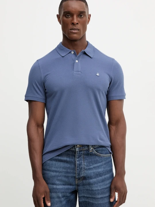 Zdjęcie produktu United Colors of Benetton polo bawełniane niebieski