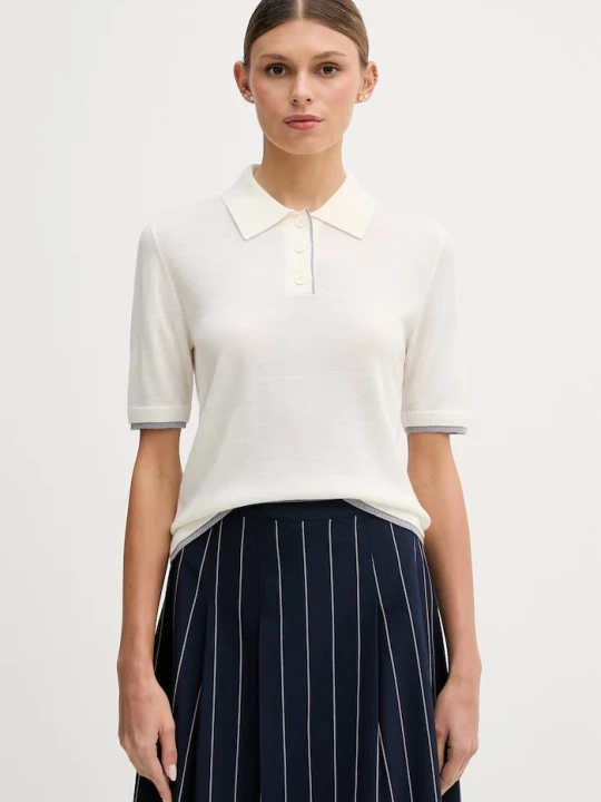 Zdjęcie produktu United Colors of Benetton polo damskie wełniane beżowy