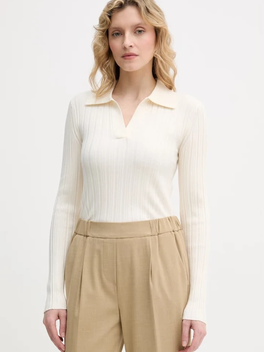 Zdjęcie produktu United Colors of Benetton polo damskie z wiskozy beżowy