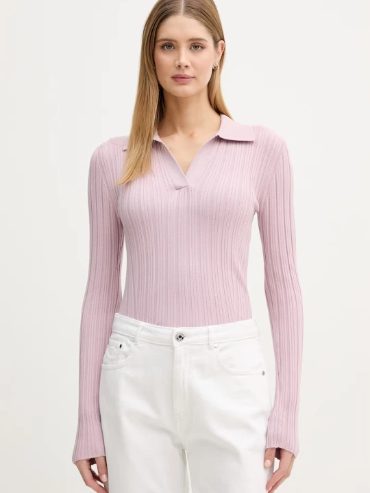 Zdjęcie produktu United Colors of Benetton polo damskie z wiskozy fioletowy