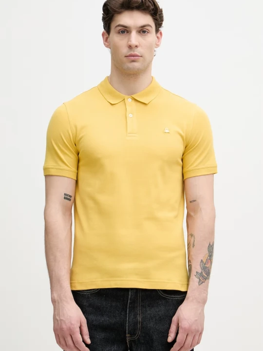 Zdjęcie produktu United Colors of Benetton polo męskie bawełniane z elastanem żółty