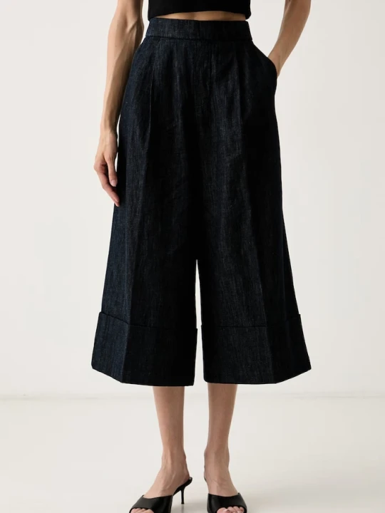 Zdjęcie produktu United Colors of Benetton spodnie culottes damskie z bawełną granatowy