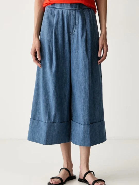 Zdjęcie produktu United Colors of Benetton spodnie culottes damskie z bawełną niebieski