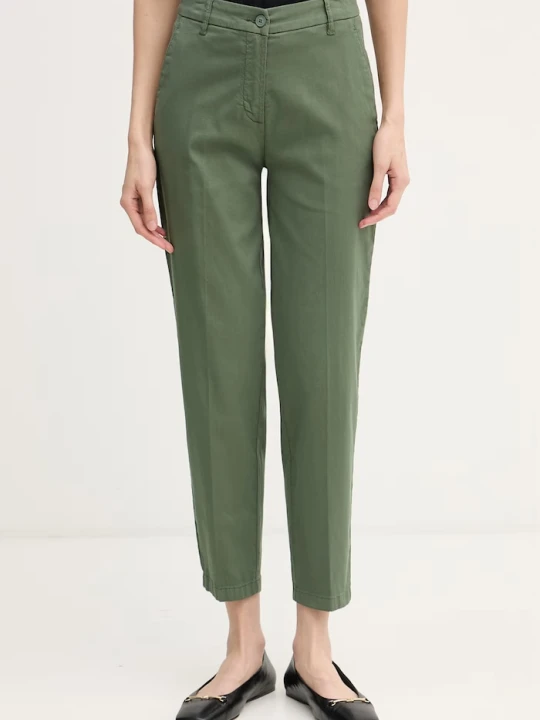 Zdjęcie produktu United Colors of Benetton spodnie damskie bawełniane z elastanem zielony