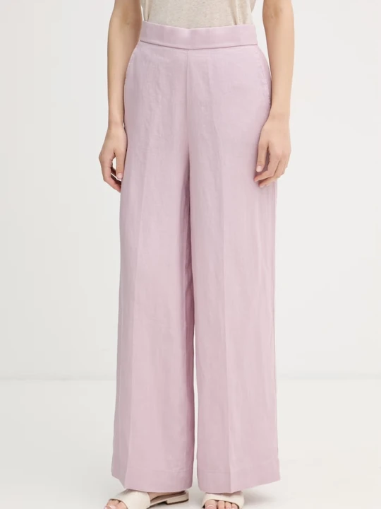 Zdjęcie produktu United Colors of Benetton spodnie damskie lniane różowy