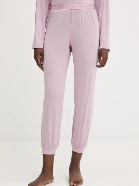 Zdjęcie produktu United Colors of Benetton spodnie piżamowe damskie z modalem fioletowy