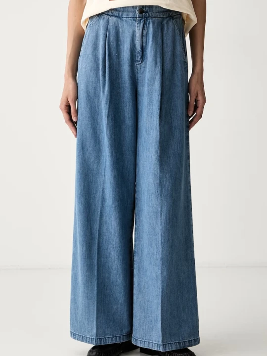 Zdjęcie produktu United Colors of Benetton spodnie wide leg damskie niebieski