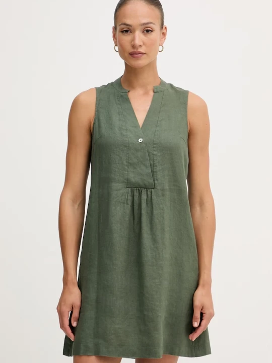 Zdjęcie produktu United Colors of Benetton sukienka letnia lniana zielony