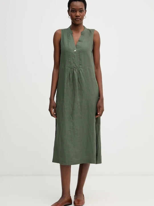 Zdjęcie produktu United Colors of Benetton sukienka letnia lniana zielony