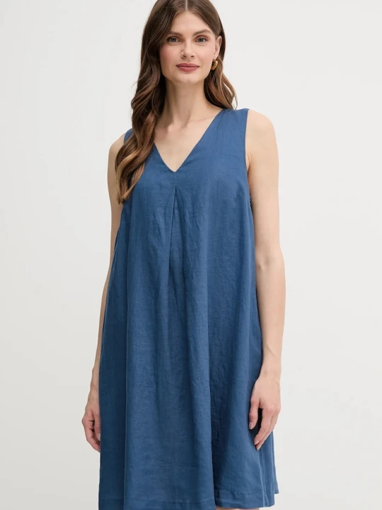Zdjęcie produktu United Colors of Benetton sukienka lniana niebieski