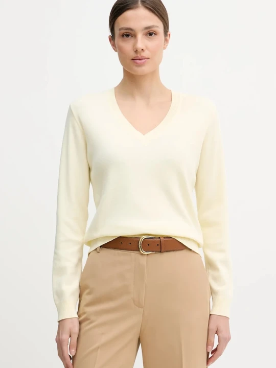 Zdjęcie produktu United Colors of Benetton sweter damski bawełniany żółty