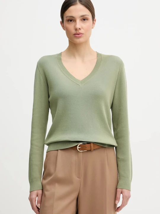 Zdjęcie produktu United Colors of Benetton sweter damski bawełniany zielony