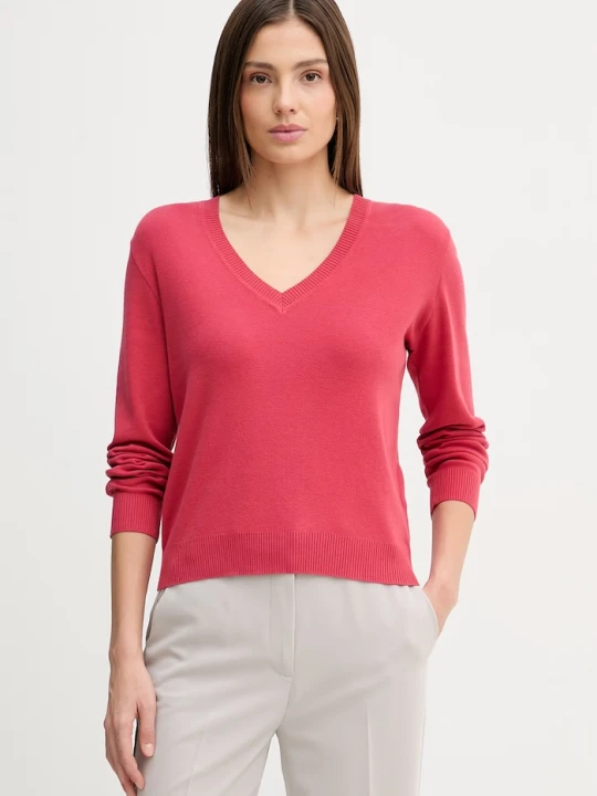 Zdjęcie produktu United Colors of Benetton sweter damski bawełniany czerwony