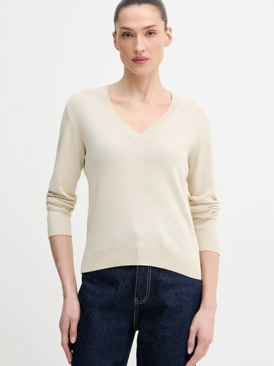 Zdjęcie produktu United Colors of Benetton sweter damski bawełniany beżowy