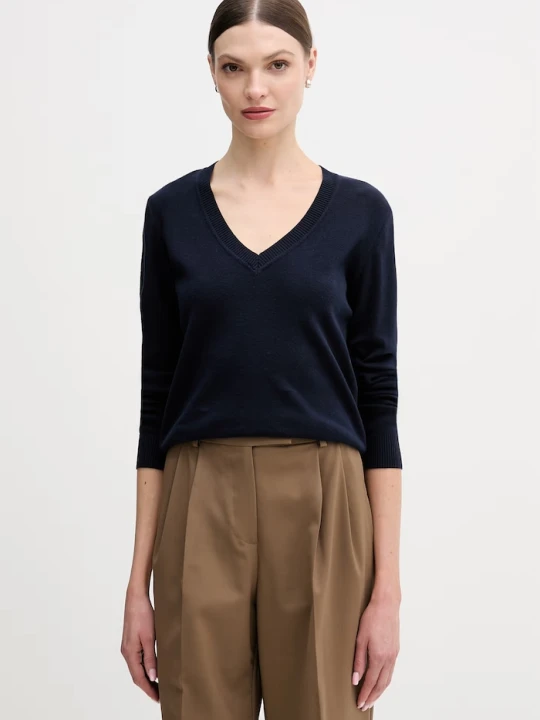 Zdjęcie produktu United Colors of Benetton sweter damski bawełniany granatowy