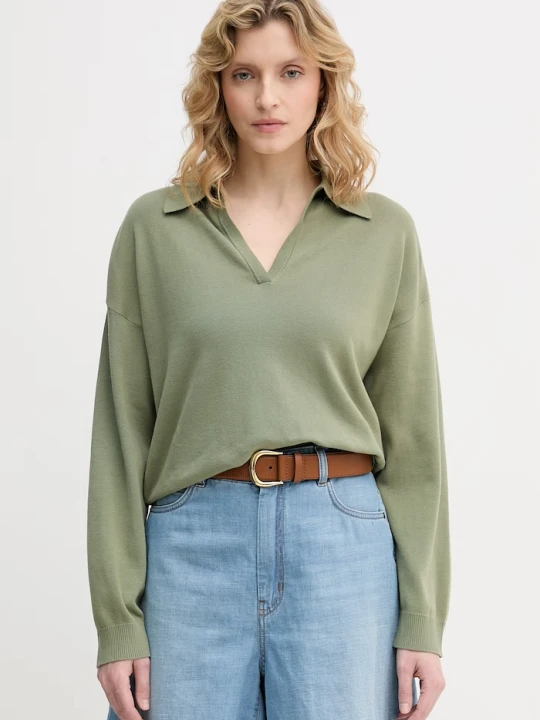 Zdjęcie produktu United Colors of Benetton sweter damski bawełniany zielony