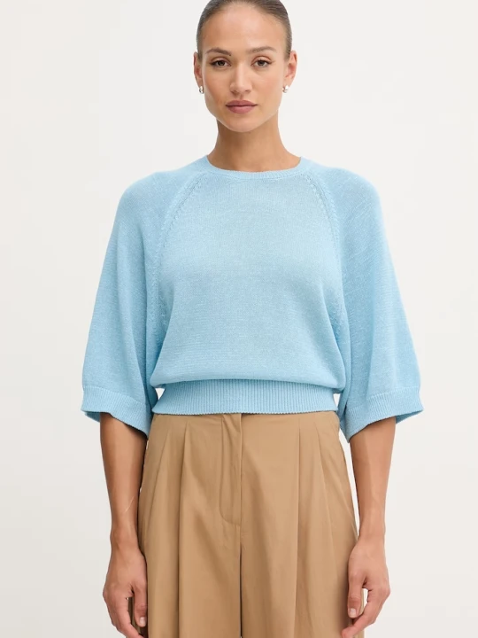 Zdjęcie produktu United Colors of Benetton sweter damski z dodatkiem lnu niebieski