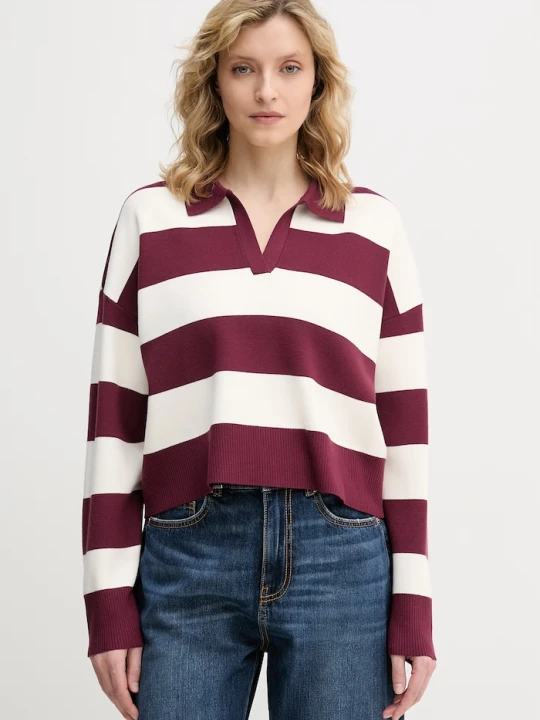 Zdjęcie produktu United Colors of Benetton sweter damski z wiskozą bordowy