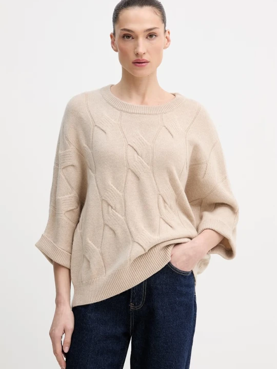 Zdjęcie produktu United Colors of Benetton sweter kaszmirowy beżowy