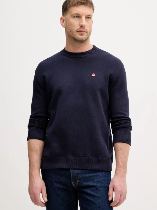 Zdjęcie produktu United Colors of Benetton sweter męski bawełniany granatowy