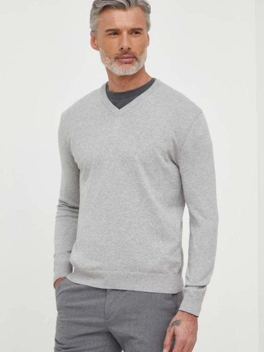 Zdjęcie produktu United Colors of Benetton sweter męski bawełniany szary