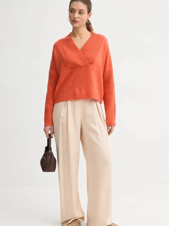 Zdjęcie produktu United Colors of Benetton sweter z dodatkiem wełny pomarańczowy