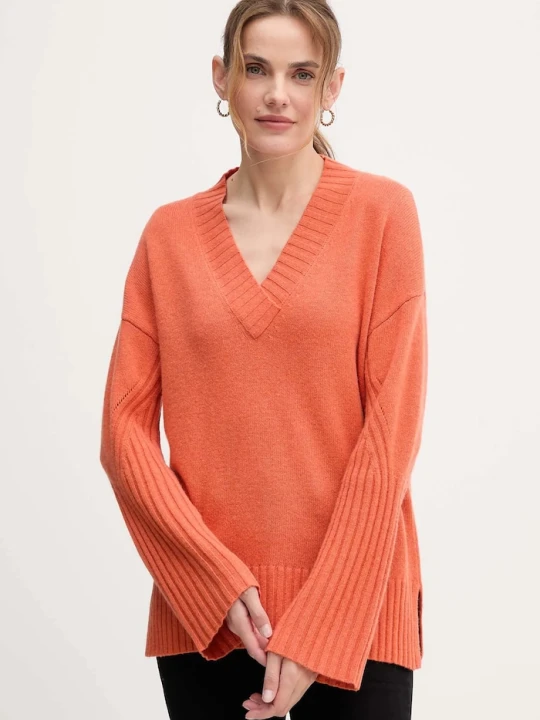 Zdjęcie produktu United Colors of Benetton sweter z dodatkiem wełny pomarańczowy