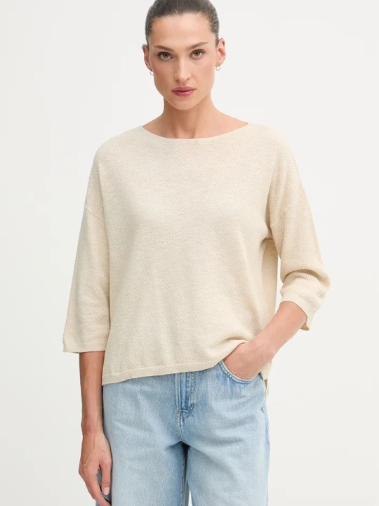 Zdjęcie produktu United Colors of Benetton sweter z krótkim rękawem damski z lnem