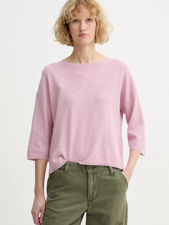 Zdjęcie produktu United Colors of Benetton sweter z krótkim rękawem damski z lnem