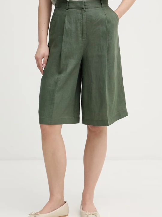 Zdjęcie produktu United Colors of Benetton szorty damskie lniane zielony