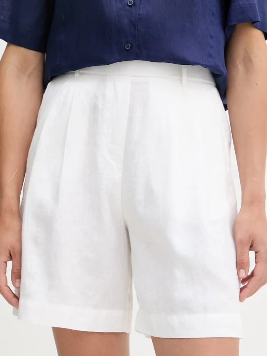 Zdjęcie produktu United Colors of Benetton szorty damskie lniane biały