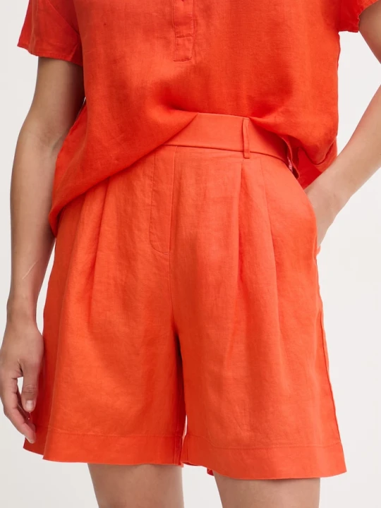 Zdjęcie produktu United Colors of Benetton szorty damskie lniane pomarańczowy