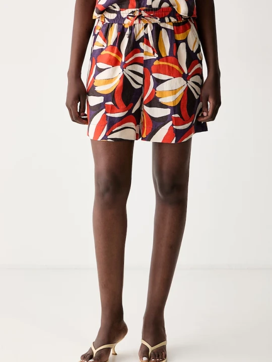 Zdjęcie produktu United Colors of Benetton szorty damskie lniane fioletowy