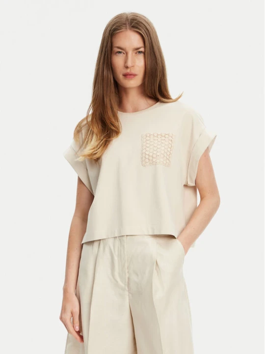 Zdjęcie produktu United Colors Of Benetton T-Shirt 3IFVD10AF Beżowy Boxy Fit
