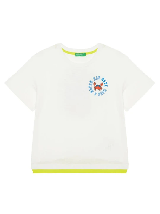 Zdjęcie produktu United Colors Of Benetton T-Shirt 3SLUG10JF Écru Regular Fit Kremowy