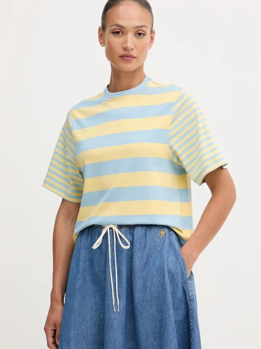 Zdjęcie produktu United Colors of Benetton T-shirt damski bawełniany z elastanem żółty