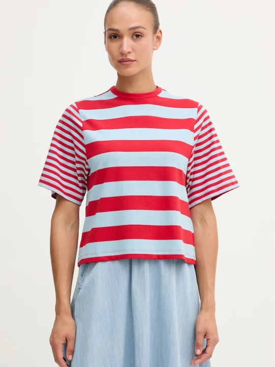 Zdjęcie produktu United Colors of Benetton T-shirt damski bawełniany z elastanem czerwony