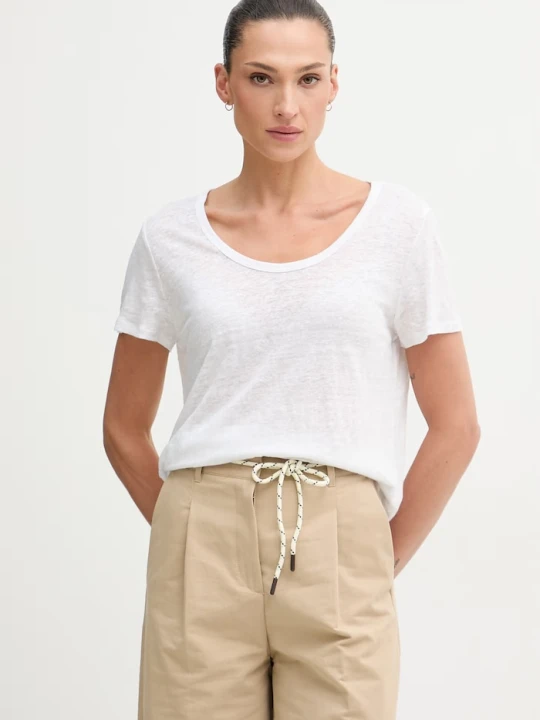 Zdjęcie produktu United Colors of Benetton T-shirt damski lniany biały