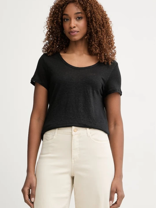 Zdjęcie produktu United Colors of Benetton T-shirt damski lniany czarny