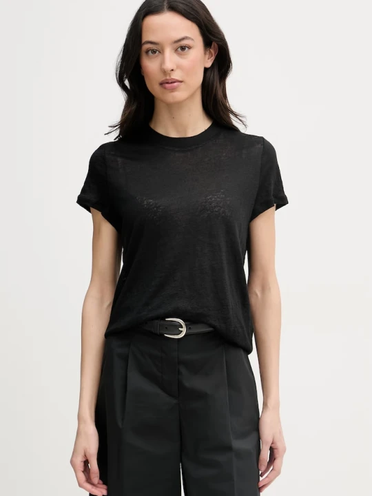 Zdjęcie produktu United Colors of Benetton t-shirt damski lniany czarny