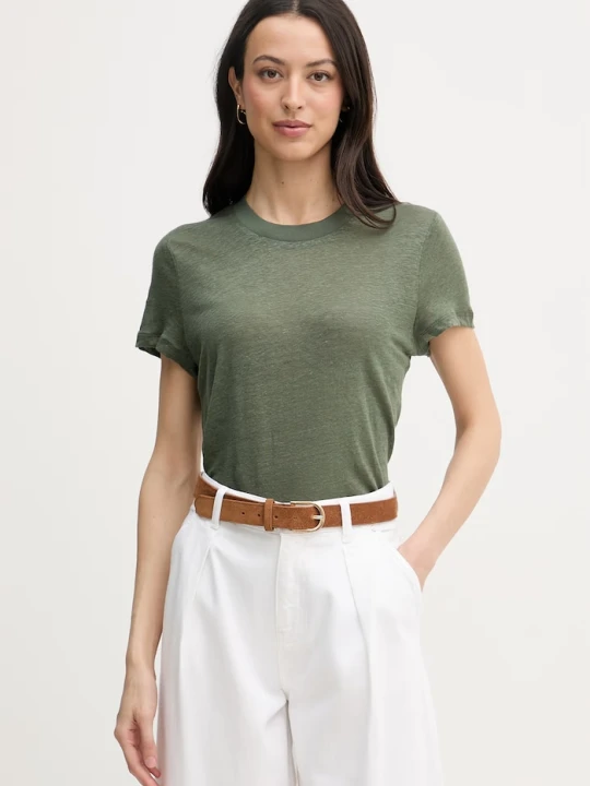 Zdjęcie produktu United Colors of Benetton t-shirt damski lniany zielony