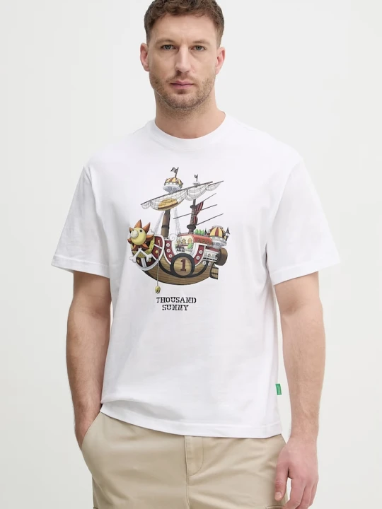 Zdjęcie produktu United Colors of Benetton T-shirt męski bawełniany biały